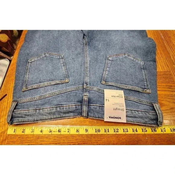 NWT Sonoma Vintage Style Blue Jeans Straight Hi Rise Size 14 - Picture 6 of 8
